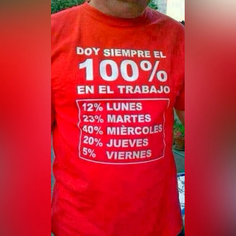 Camiseta: Doy siempre el 100% en el trabajo